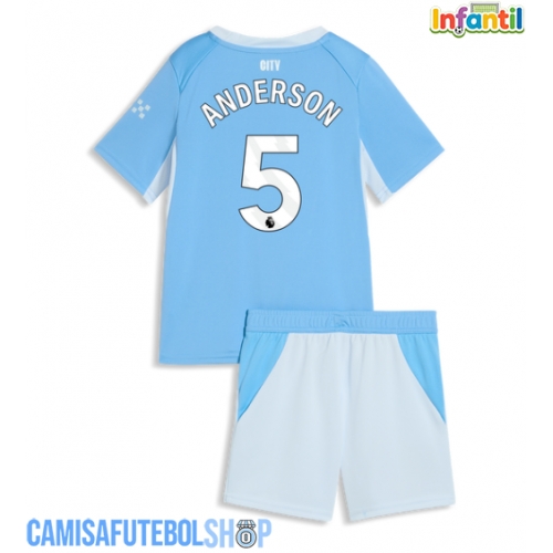 Camisa de time de futebol Manchester City Elliot Anderson #5 Replicas 1º Equipamento Infantil 2026-27 Manga Curta (+ Calças curtas)